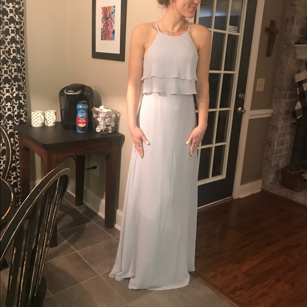 Jenny Yoo Charlie Ruffle Chiffon Gown